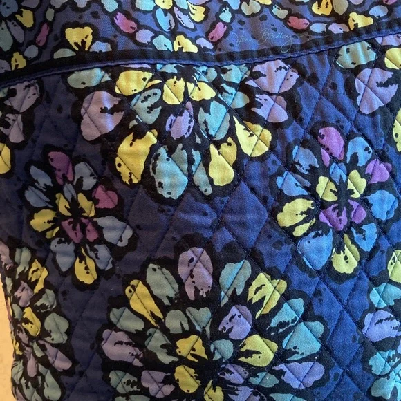 Vera Bradley Navy Quilted Floral Shoulder Tote - Picture 4 of 8